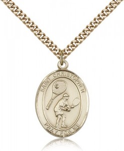 St. Christopher Tennis Medal, Gold Filled, Large [BL1457]