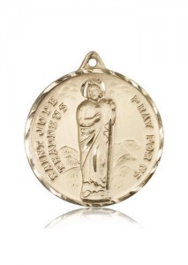 14 Karat Solid Gold Large Men's Saint Jude Medal [BL4244]