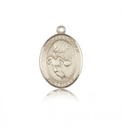St. Sebastian Basketball Medal, 14 Karat Gold, Medium [BL3375]