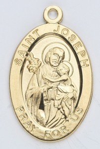 St. Joseph Pendant Oval, 16 Karat Gold Over Sterling [HMR0511]