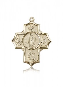 5 Way Cross Motherhood Medal, 14 Karat Gold [BL6518]