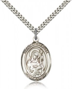 St. Gertrude of Nivelles Medal, Sterling Silver, Large [BL1986]