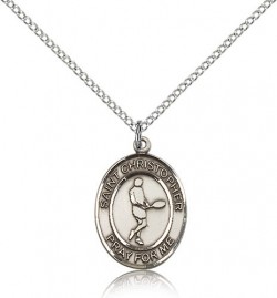 St. Christopher Tennis Medal, Sterling Silver, Medium [BL1463]