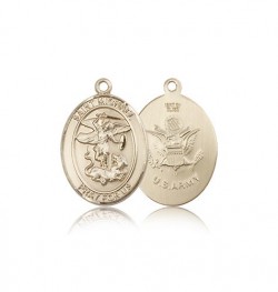 St. Michael Army Medal, 14 Karat Gold, Medium [BL2869]