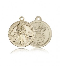 St. Joan of Arc Navy Medal, 14 Karat Gold [BL4207]