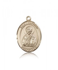St. Timothy Medal, 14 Karat Gold, Large [BL3814]