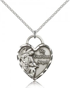 Guardian Angel Heart Medal, Sterling Silver [BL5556]