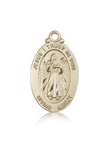 Divine Mercy Medal, 14 Karat Gold [BL5905]