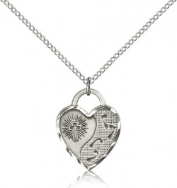 Footprints Heart Medal, Sterling Silver [BL5538]