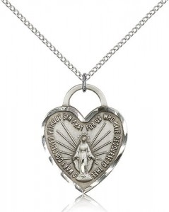 Miraculous Heart Medal, Sterling Silver [BL5553]