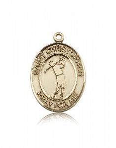 St. Christopher Golf Medal, 14 Karat Gold, Large [BL1239]