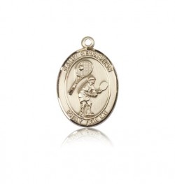 St. Sebastian Tennis Medal, 14 Karat Gold, Medium [BL3602]