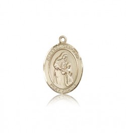 Men's Pewter Oval St. Christopher Medal with Blue Enamel + 24 2.4mm Rhodium Plate Chain + Clasp