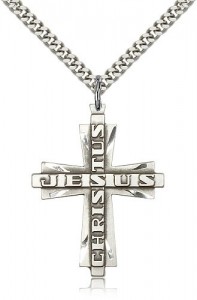 Jesus Christus Cross Pendant, Sterling Silver [BL6731]