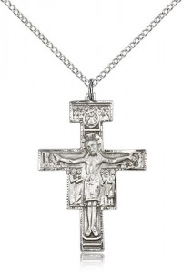 San Damiano Crucifix Pendant, Sterling Silver [BL6837]