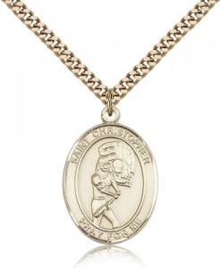 St. Christopher Softball Medal, Gold Filled, Large [BL1418]