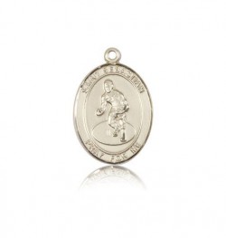 St. Sebastian Wrestling Medal, 14 Karat Gold, Medium [BL3648]