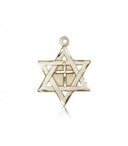 Star of David with Cross Pendant, 14 Karat Gold [BL5149]