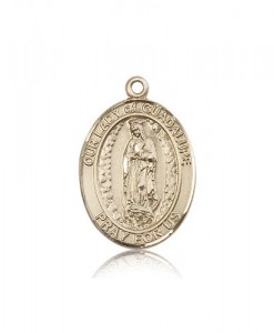 Our Lady of Guadalupe Medal, 14 Karat Gold, Large [BL0309]