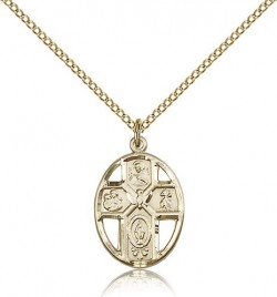 5 Way Cross Holy Spirit Medal, Gold Filled [BL4996]