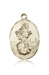 Our Lady of Medugorje Medal, 14 Karat Gold [BL6436]