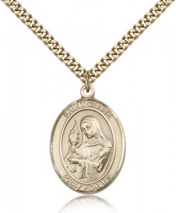 St. Clare of Assisi Medal, Gold Filled, Large [BL1514]