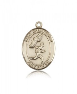 St. Christopher Track and Field Medal, 14 Karat Gold, Large [BL1467]