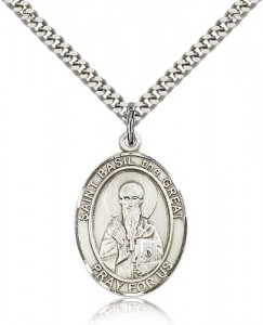 St. Basil the Great Medal, Sterling Silver, Large [BL0858]
