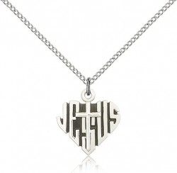 Heart of Jesus Cross Pendant, Sterling Silver [BL6776]