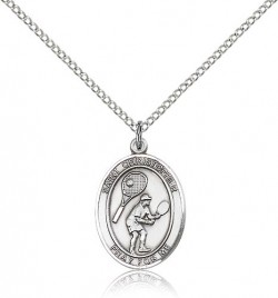 St. Christopher Tennis Medal, Sterling Silver, Medium [BL1464]