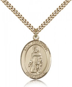 St. Peregrine Laziosi Medal, Gold Filled, Large [BL3036]