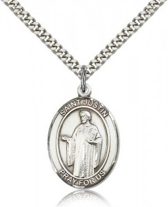 St. Justin Medal, Sterling Silver, Large [BL2508]