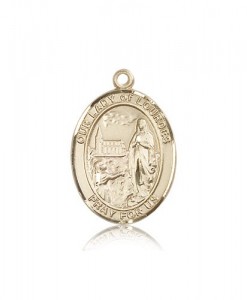 Our Lady of Lourdes Medal, 14 Karat Gold, Large [BL0372]