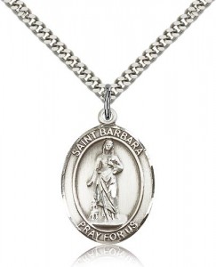 St. Barbara Medal, Sterling Silver, Large [BL0831]