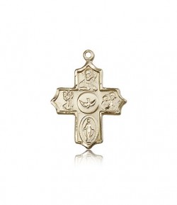 5 Way Cross Pendant, 14 Karat Gold [BL6169]