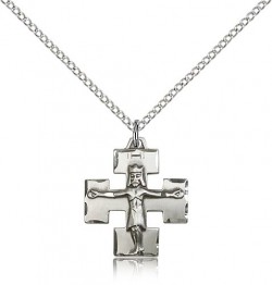 Modern Crucifix Pendant, Sterling Silver [BL5873]