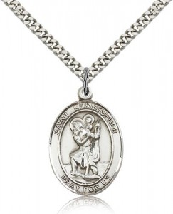 St. Christopher Medal, Sterling Silver, Large [BL1325]