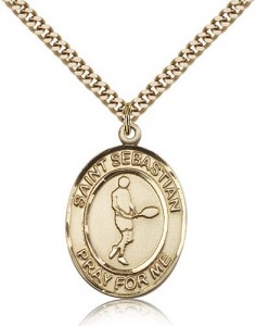 St. Sebastian Tennis Medal, Gold Filled, Large [BL3605]