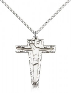 Primative Crucifix Pendant, Sterling Silver [BL4759]