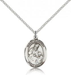 St. Ambrose Medal, Sterling Silver, Medium [BL0679]