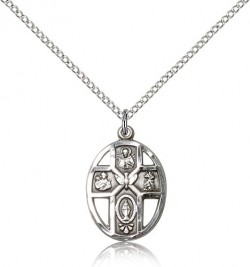 5 Way Cross Holy Spirit Medal, Sterling Silver [BL4998]