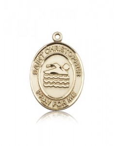 St. Christopher Swimming Medal, 14 Karat Gold, Large [BL1436]