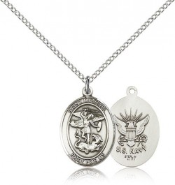 St. Michael Navy Medal, Sterling Silver, Medium [BL2917]