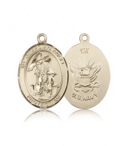 Guardian Angel Navy Medal, 14 Karat Gold, Large [BL0141]