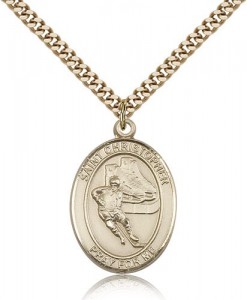 St. Christopher Hockey Medal, Gold Filled, Large [BL1265]