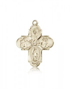 4 Way Cross Pendant, 14 Karat Gold [BL4080]