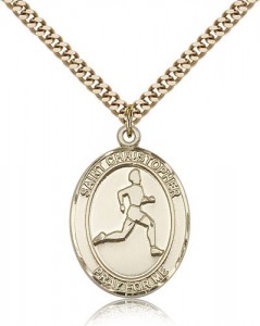 St. Christopher Track and Field Medal, Gold Filled, Large [BL1471]