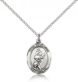 St. Sebastian Softball Medal, Sterling Silver, Medium [BL3573]