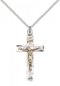 Crucifix Pendant, Two-Tone [BL5477]