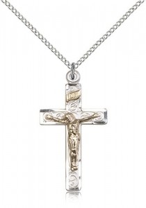 Crucifix Pendant, Two-Tone [BL5477]